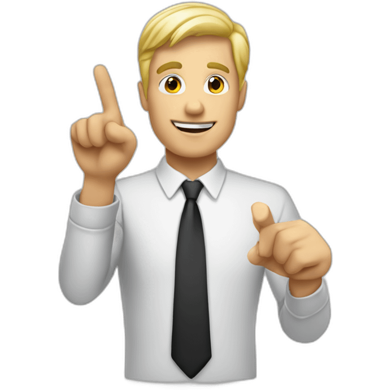 pointing index finger upwards white blonde man emoji