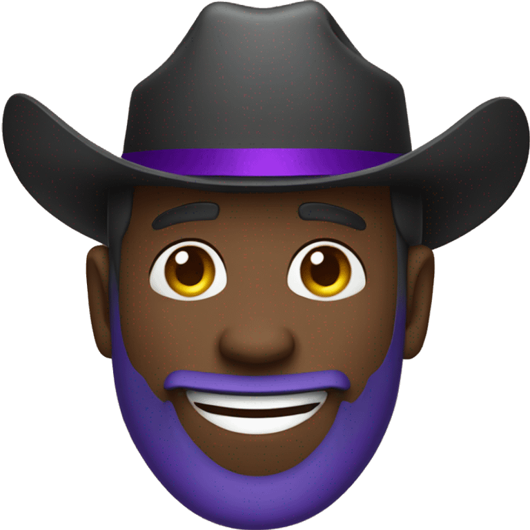 Bearded , black man, laughing, purple cowboy hat emoji