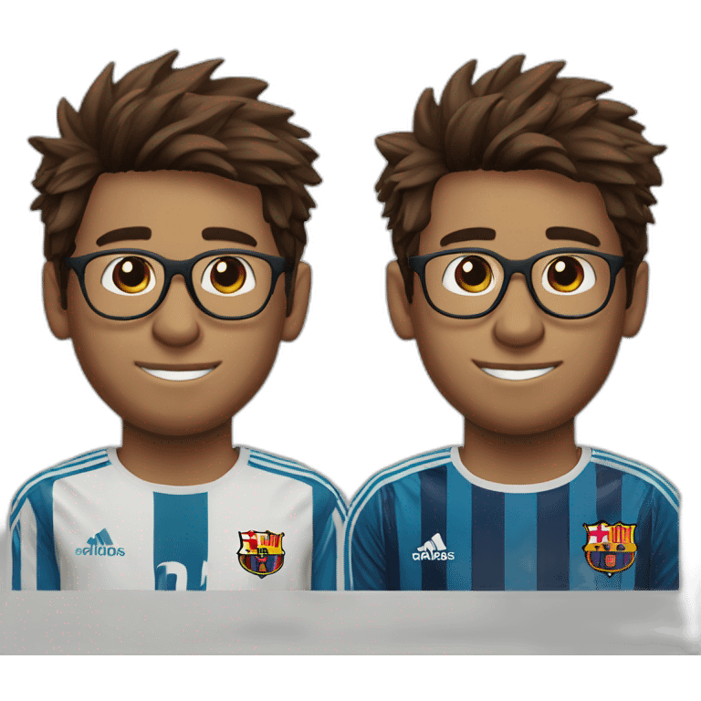 very light dakr boy ,messi hair, wearing specs emoji