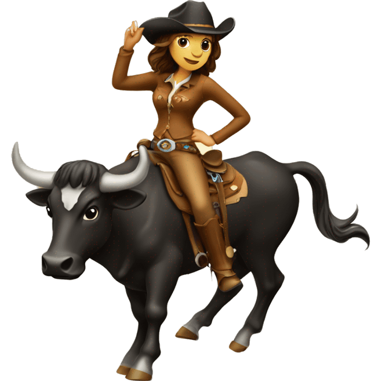 Female cowgirl on a bull  emoji