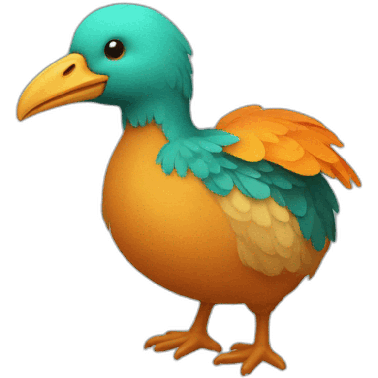 Dodo with orange beak and teal body emoji