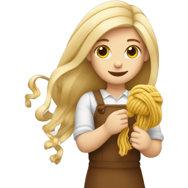 Blond long hair girl with yarn in her hand  emoji