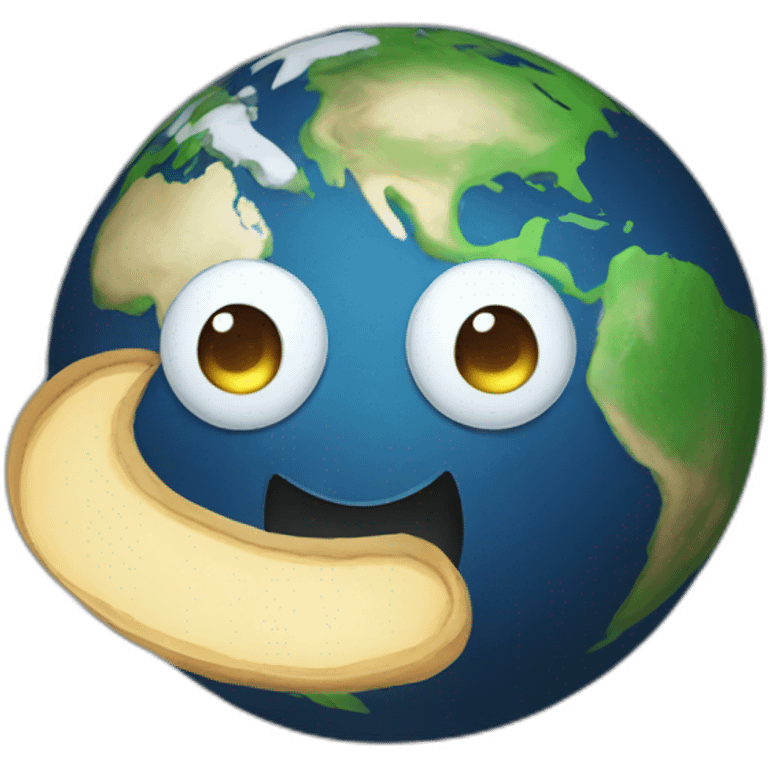 planet earth with cartoon face with smiling eyes emoji