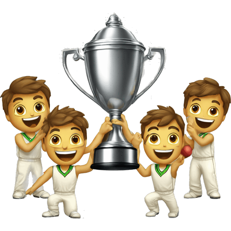 cricket sports victory players with cup emoji