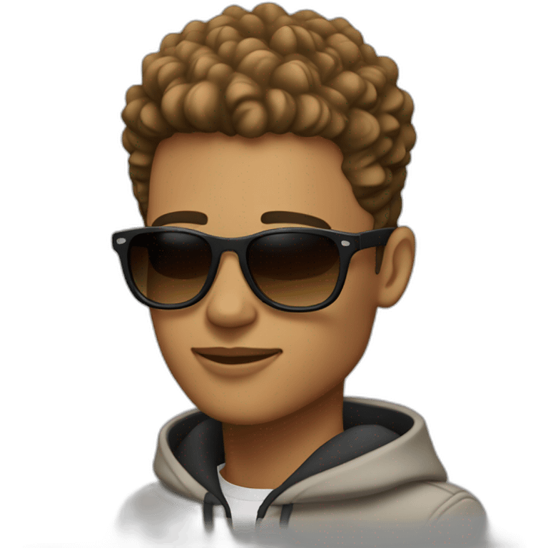 Light skin guy with taper fade and mountain sunglasses  emoji