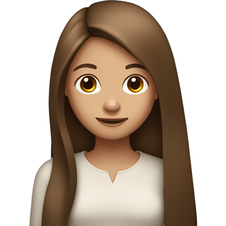 girl with brown long straight hair with monkey emoji