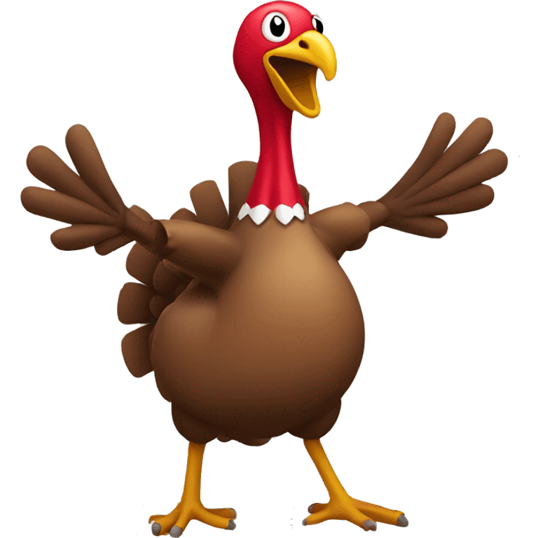 Cartoon Turkey dancing with football emoji