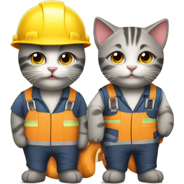 two cats dressed as construction workers emoji