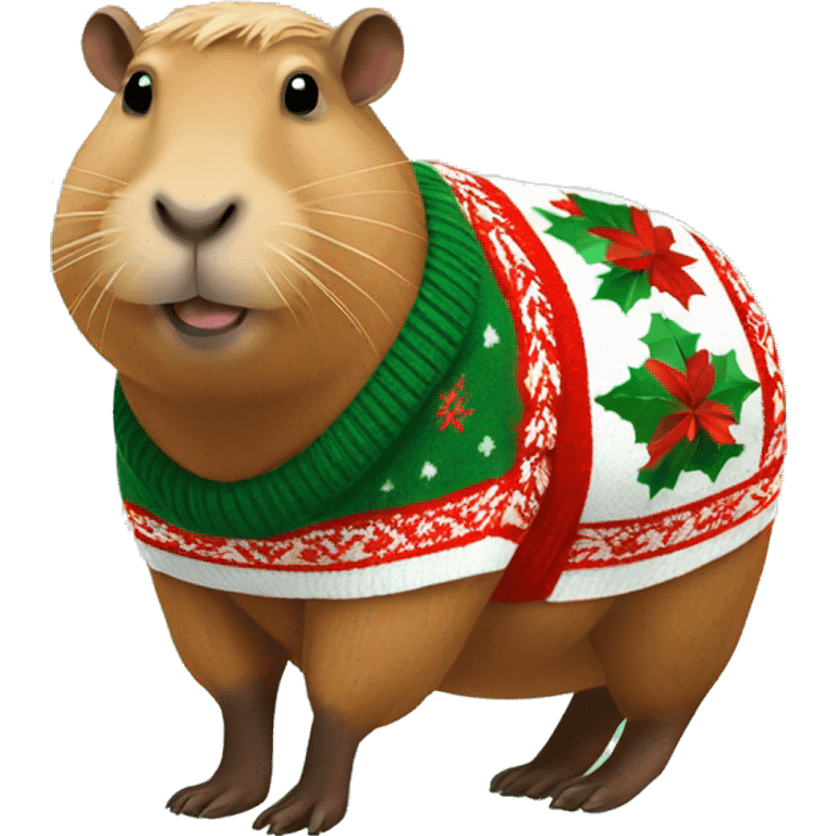 Capybara wearing Christmas sweater emoji