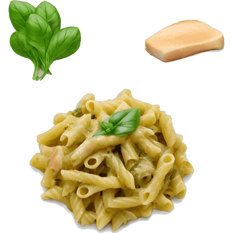 Pesto pasta with chicken emoji