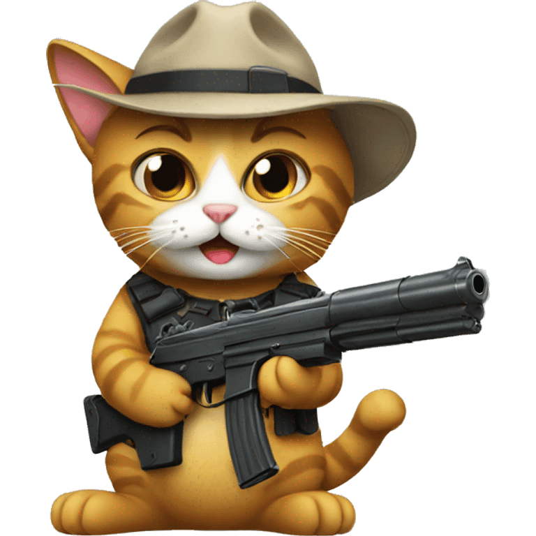 Cat with gun emoji