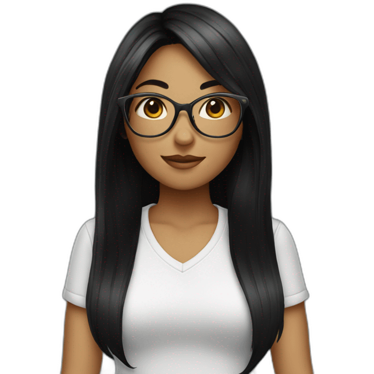 long black hair girl with glasses emoji