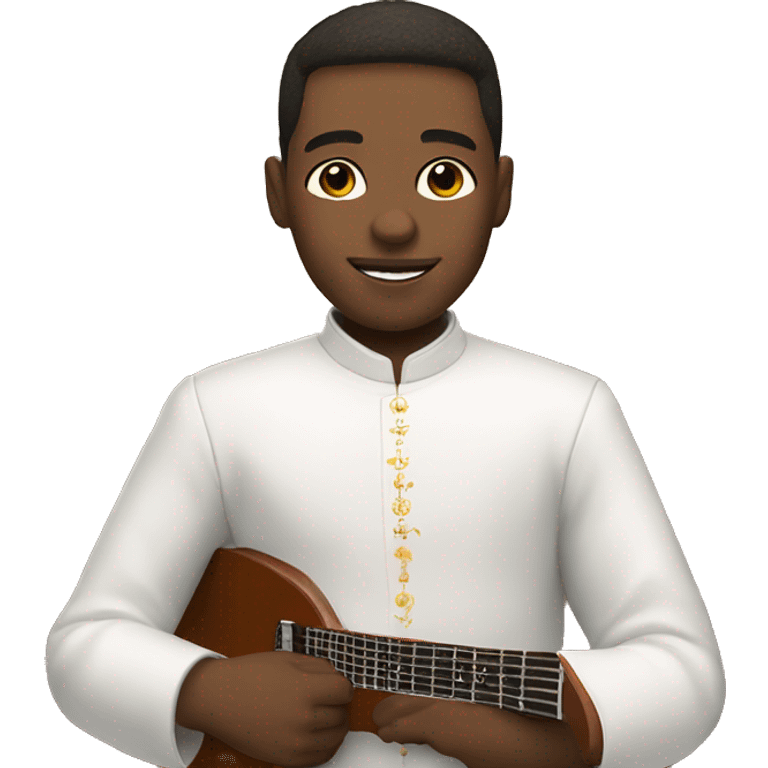 white choirboy in church with electric guitar in hand emoji