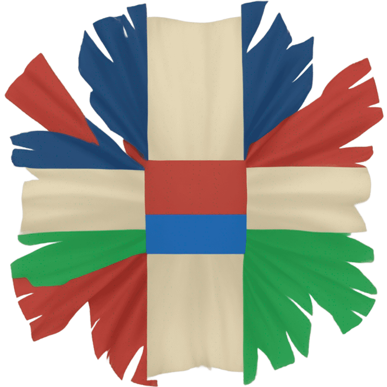 A square flag split in two colours. Top colour green and bottom colour blue, in the middle indian wheel in red colour emoji