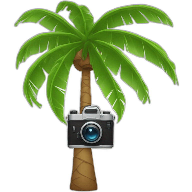 Palm tree with eyes and holding a camera emoji