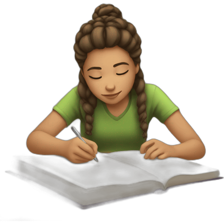 a white teen writing in a journal emoji