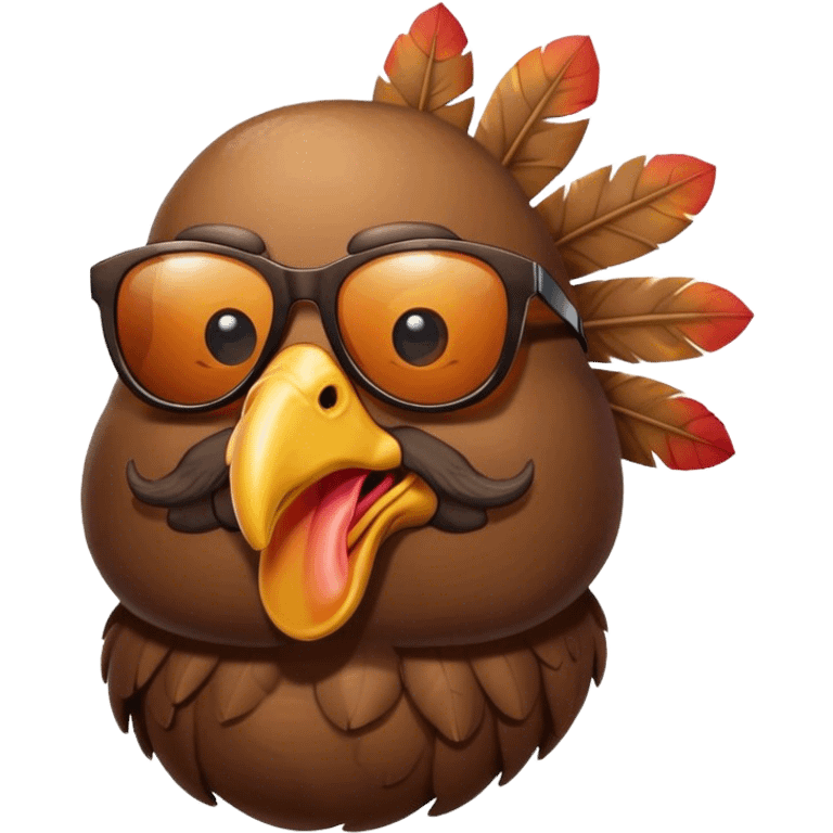 A turkey wearing a sunglass with beard emoji