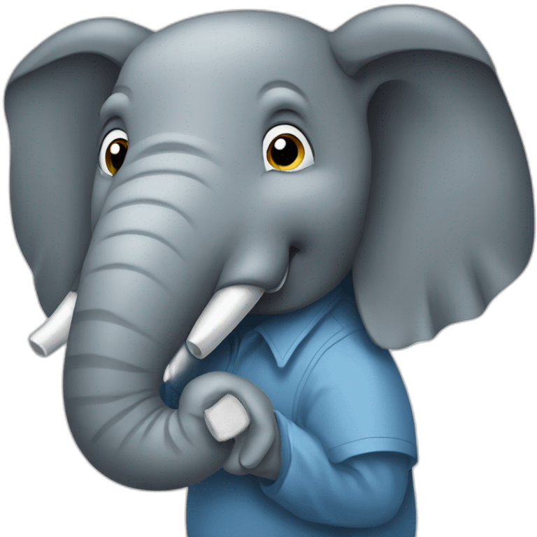 Elephant at phone emoji