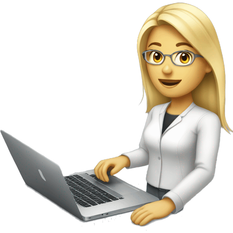 blonde female software engineer using Macbook emoji