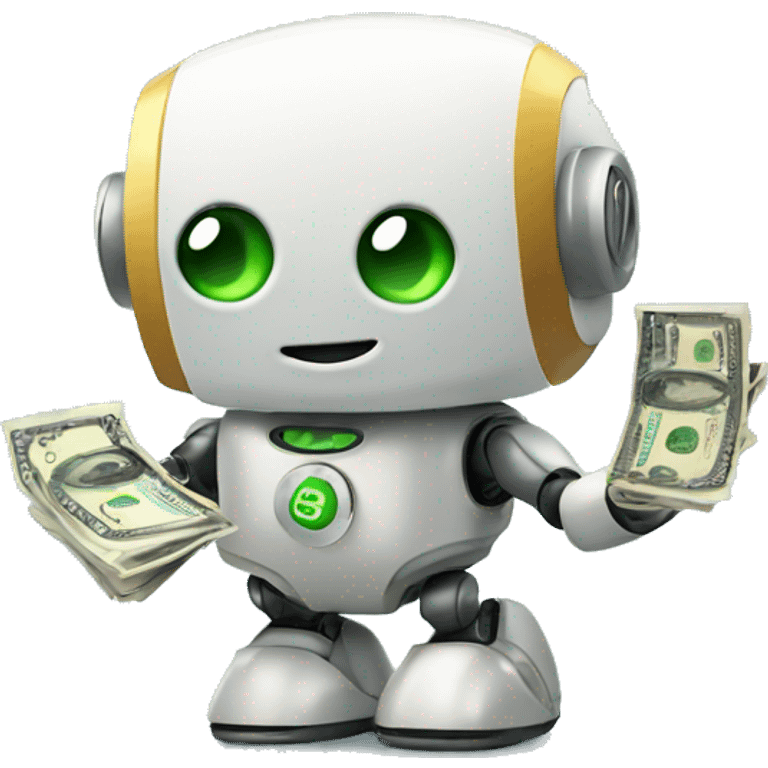 Cute robot with money emoji