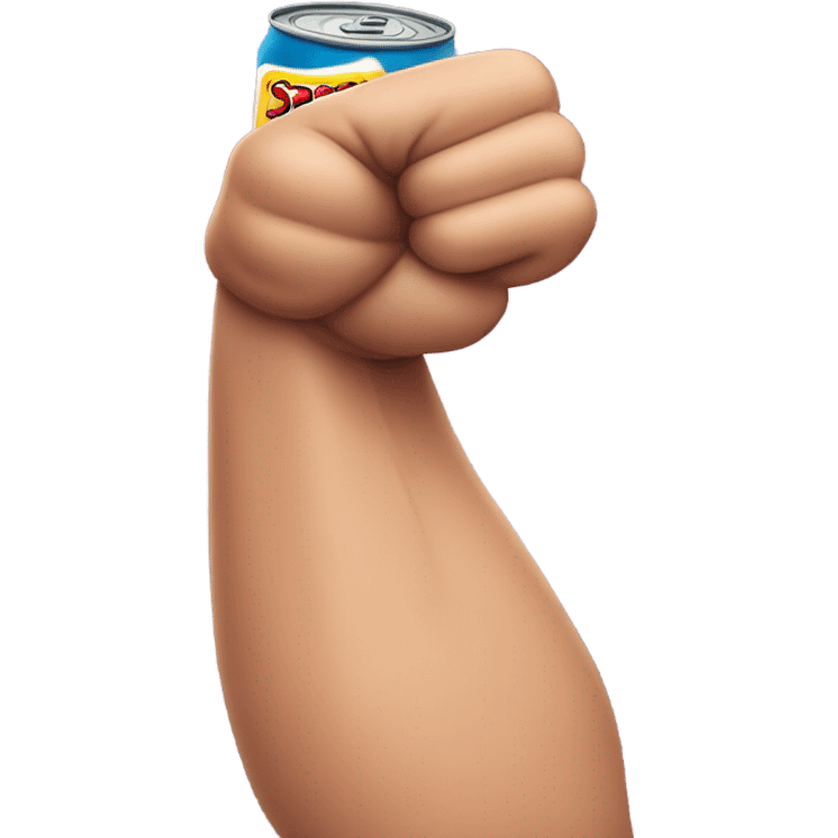 Arm with bicep flexing holding can of spam  emoji