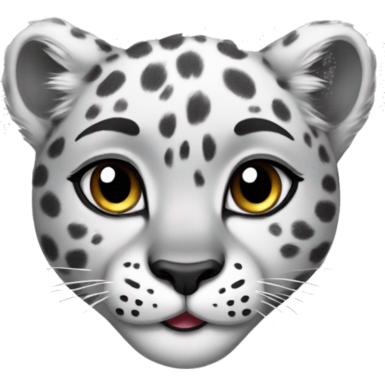 cute snow leopard shows a heart emoji