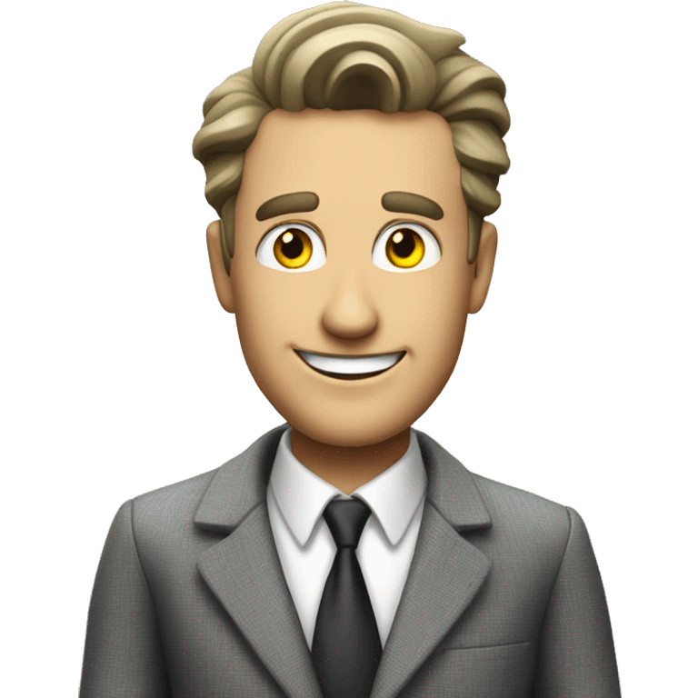 White collar criminal who is happy about getting a new home emoji