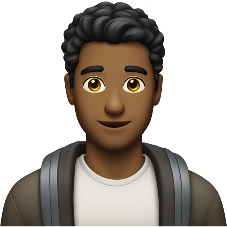 handsome black-haired man with his hair combed back leaning against the school bus
 emoji