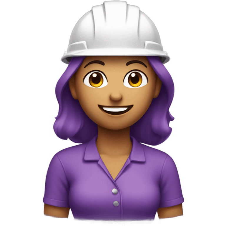 Girl in purple hard hat winking emoji