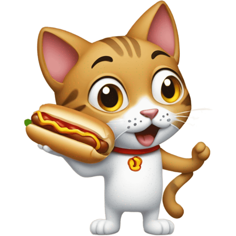 Such as a cat Eating a hot dog emoji