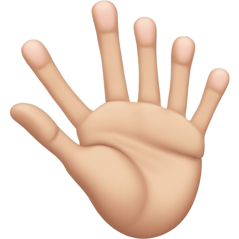 A hand with 5 fingers: the thumb, index finger, and pinky extended, while the middle and ring fingers are folded down emoji