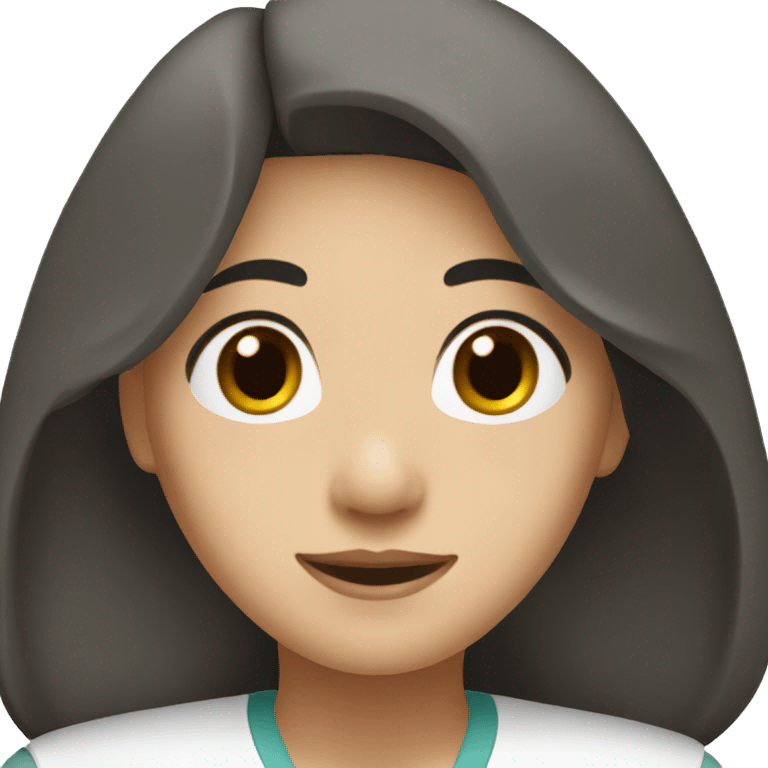 Pretty Asian nurse with long black hair and brown scrubs emoji