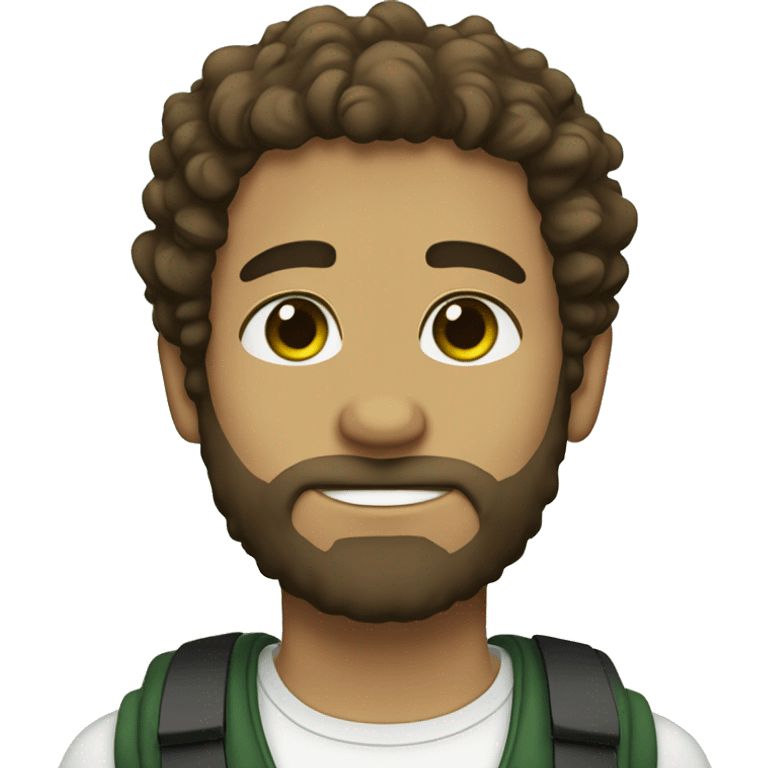 My boyfriend with Brown Curls and Green eyes with a beard emoji