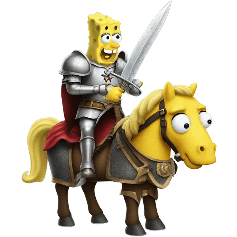 SpongeBob on a horse in battle emoji