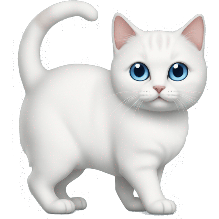 White munchkin cat blue with eyes standing emoji