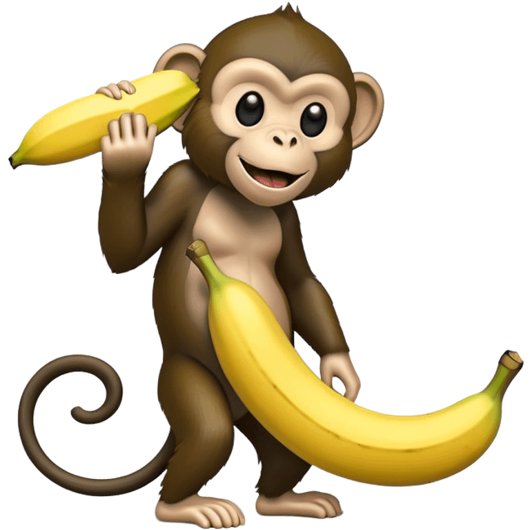 Black monkey eating giant banana emoji