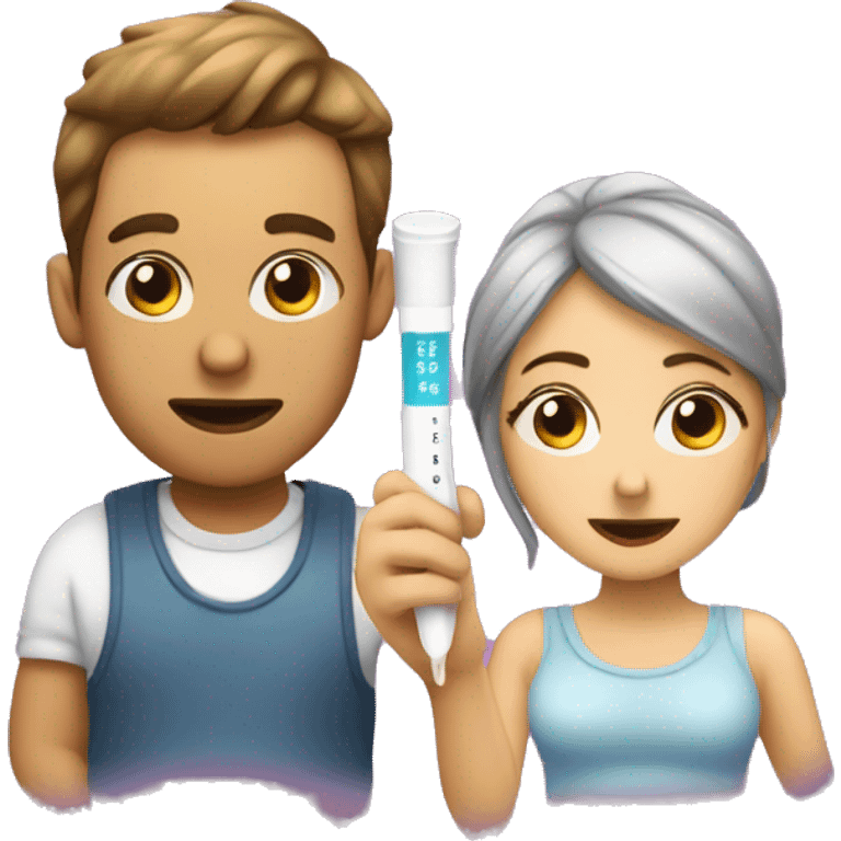 couple looking at pregnancy test emoji