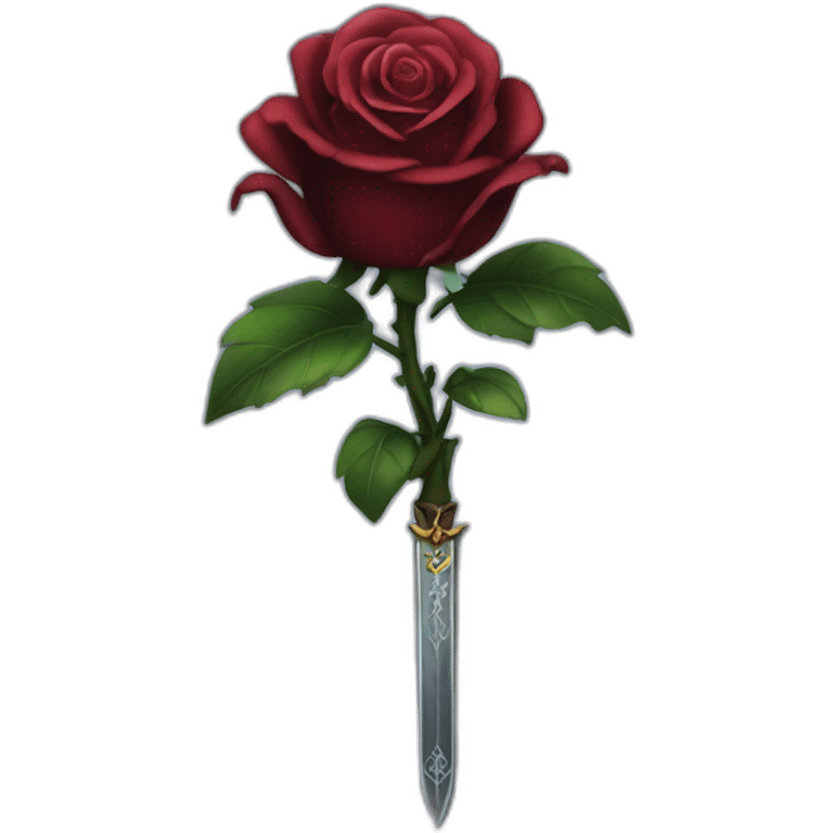 Magic black rose and sword crossed emoji