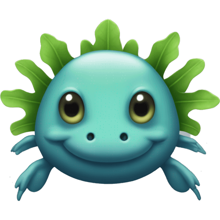 Un axolotl bleu foncé avec ses "oreilles" verte   emoji