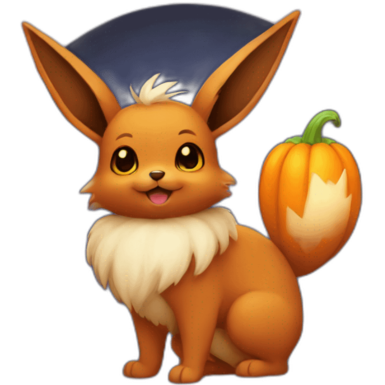 eevee holding halloween pumpkin emoji