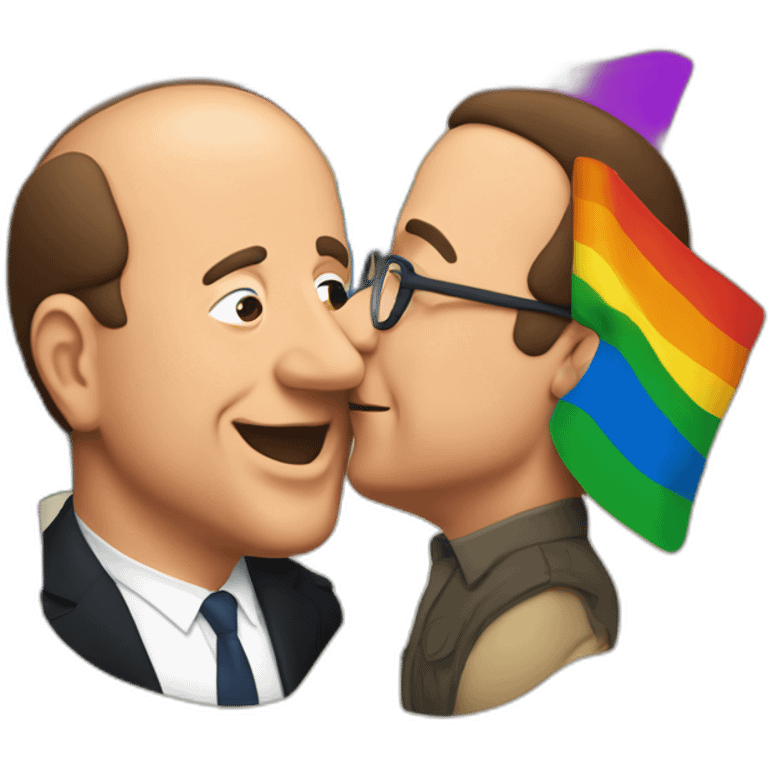 jerry seinfeld and george costanza kissing under a pride flag emoji