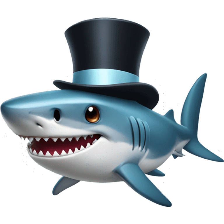 Shark with a top hat emoji