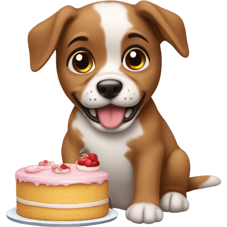 Puppy eat a cake  emoji