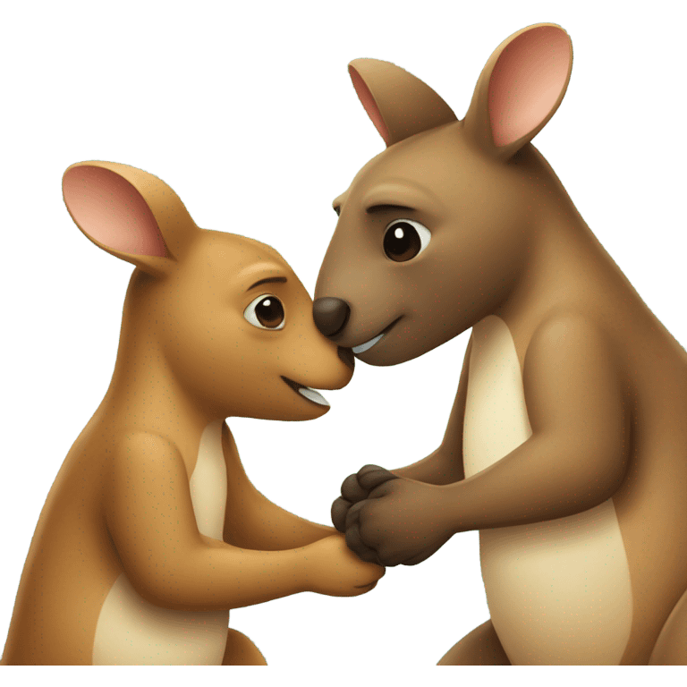 Kangaroo and bear hugging emoji