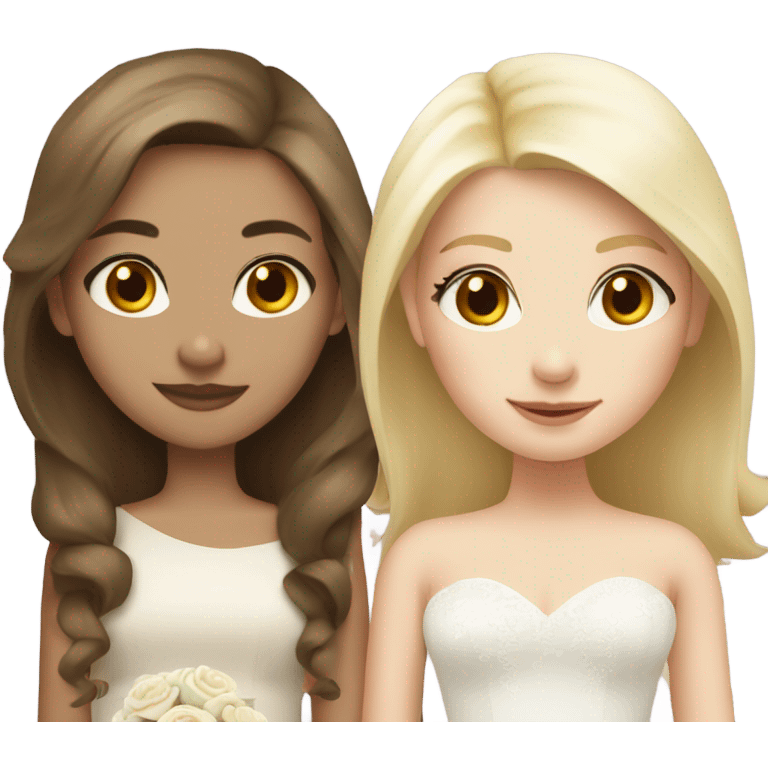 pale girl with brown hair marrying blonde girl emoji