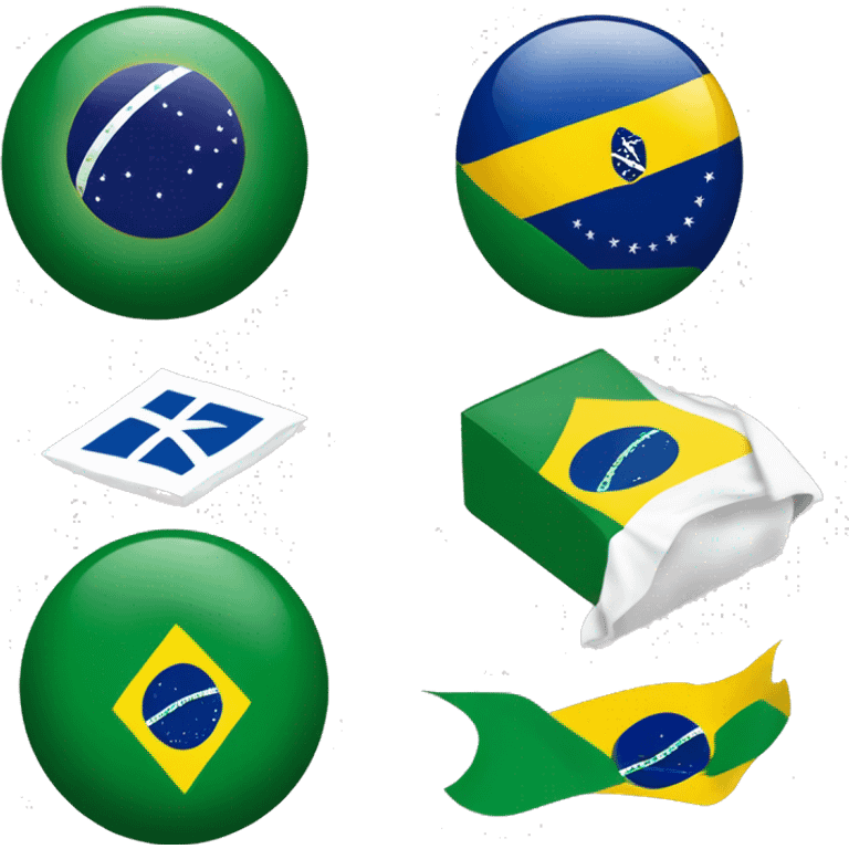  Draw an emoji of the Brazilian flag, focusing on the green background, yellow diamond, and the blue globe with the "Ordem e Progresso" banner and white stars. emoji