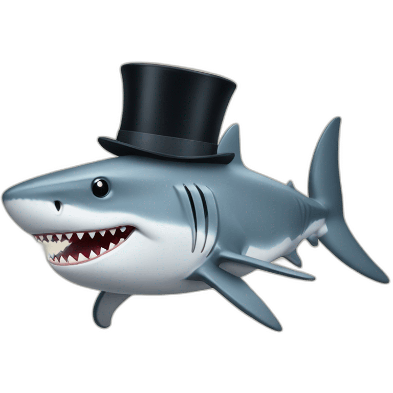 Shark with a top hat emoji