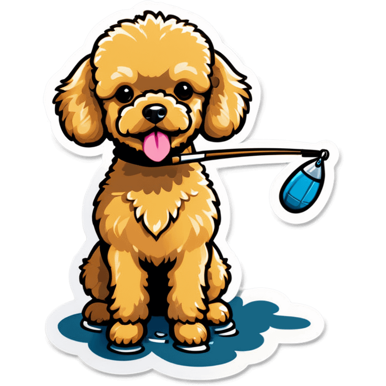 Golden toy poodle fishing emoji