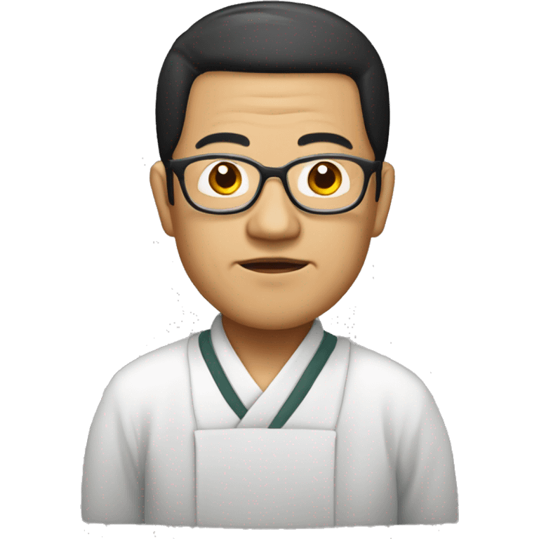 old hmong priest with black hair, and glasses emoji