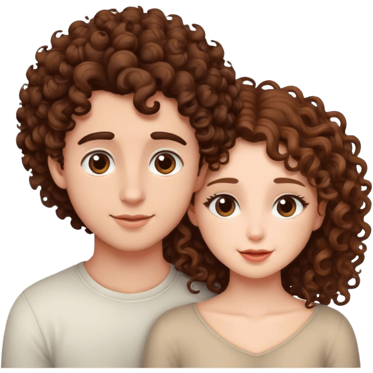 Curly hair girl and brown hair boy in love  emoji